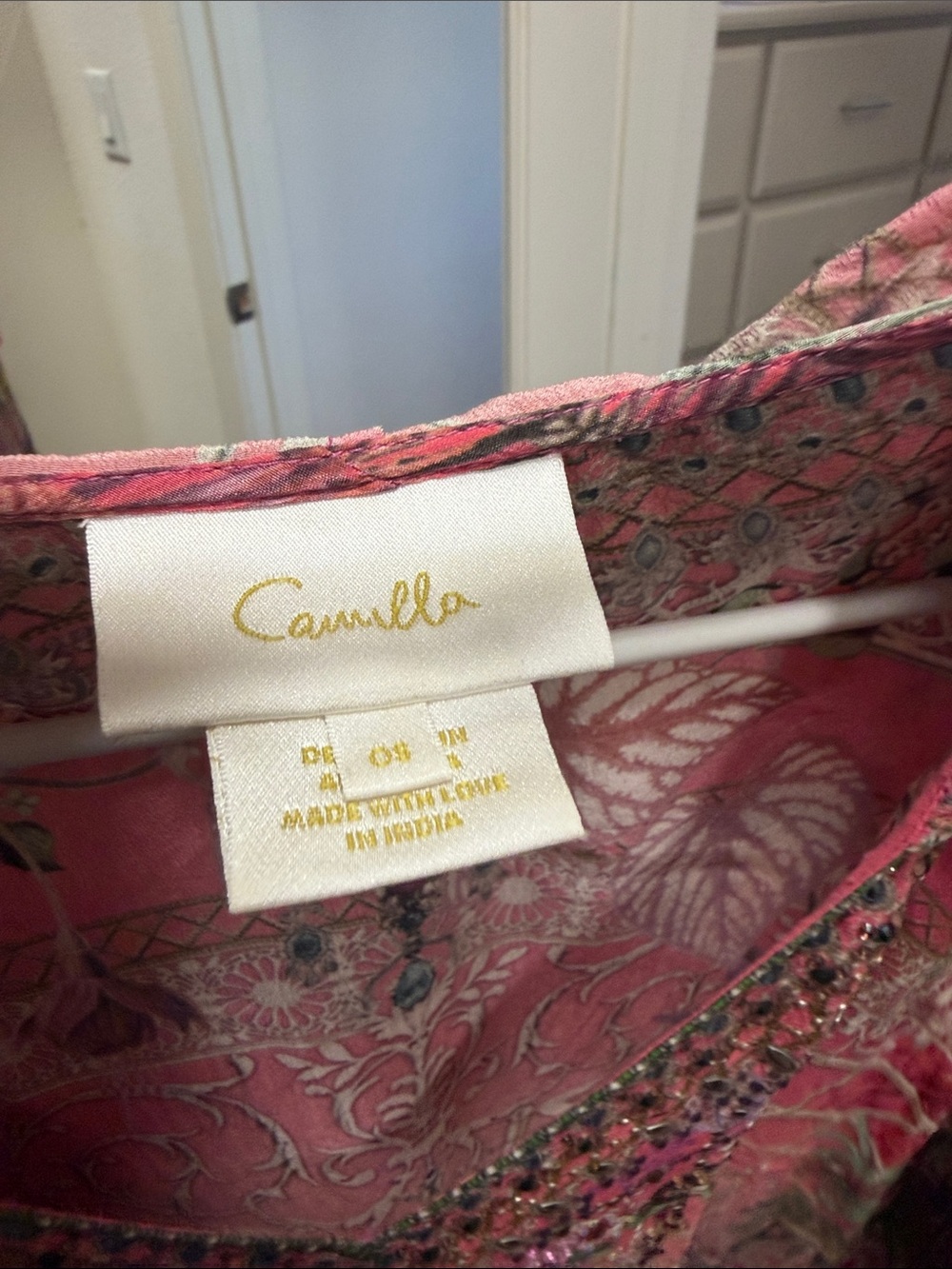 Camilla Vibrant Pink Floral Embellished Swim Coverup - Picture 3 of 6